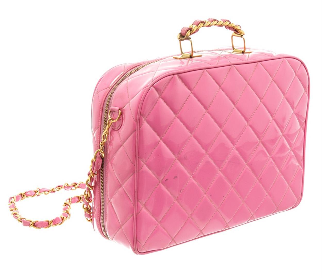 Chanel Pink Quilted Patent Leather 2-Way Bag