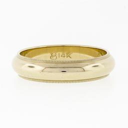 NEW Classic 14k Yellow Gold 5mm Domed Polished Milgrain Men's Wedding Band Ring