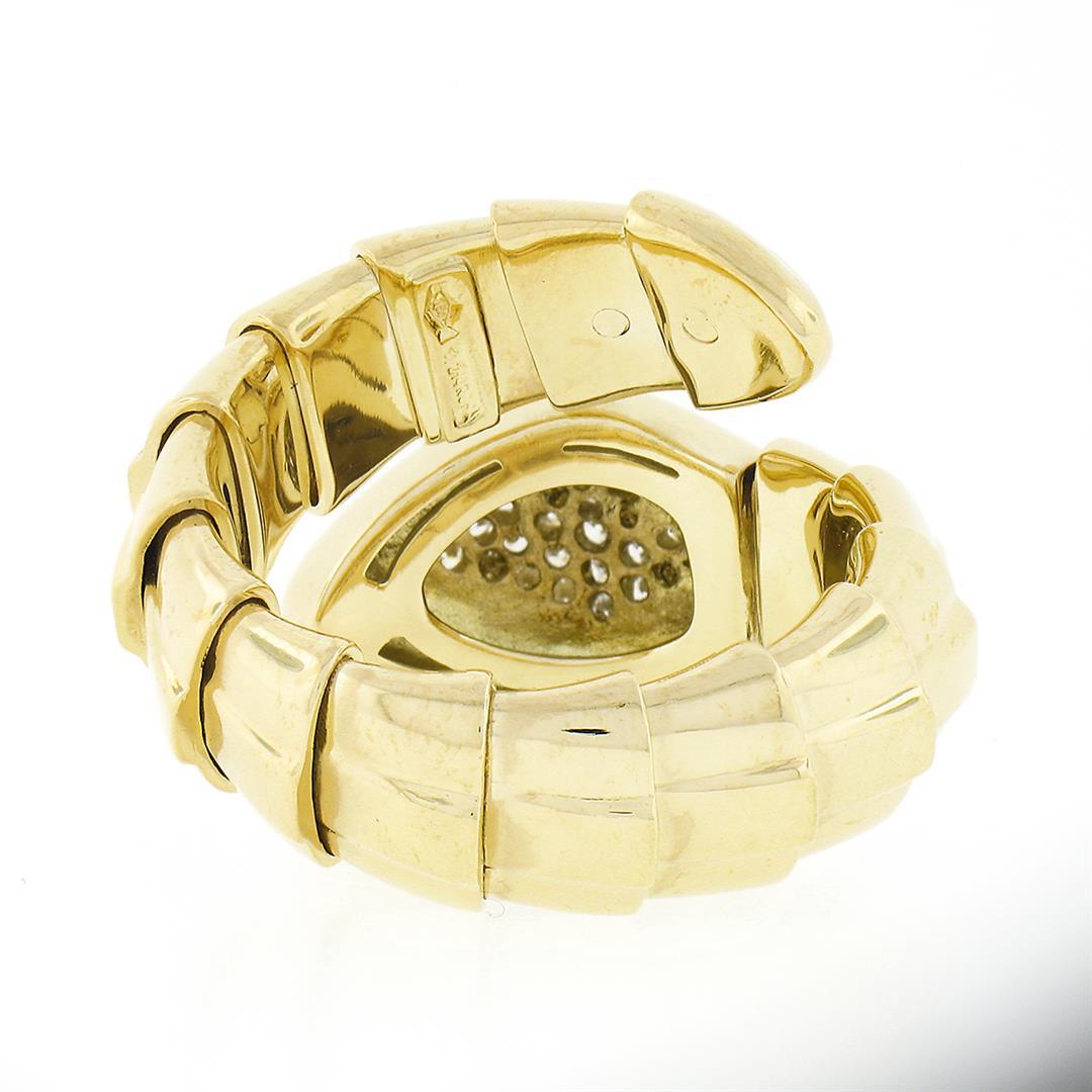 18k Yellow Gold 0.50 ctw Round Diamond Hand Made Snake Serpent Wrap Statement Ri