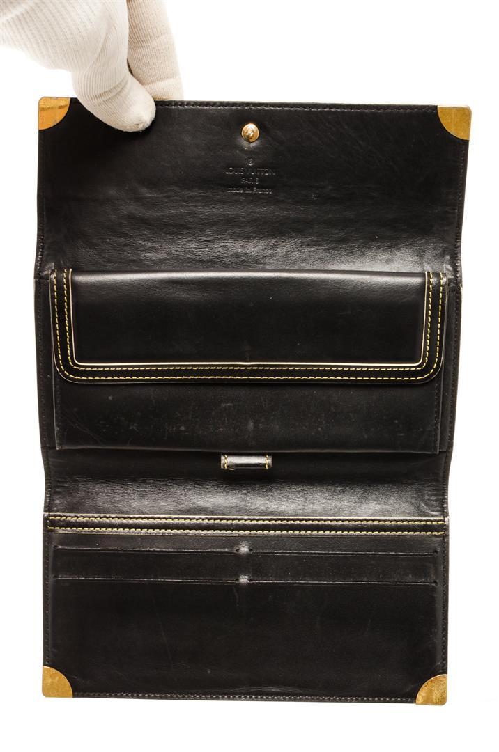 Louis Vuitton Black Leather International 3 Fold Wallet
