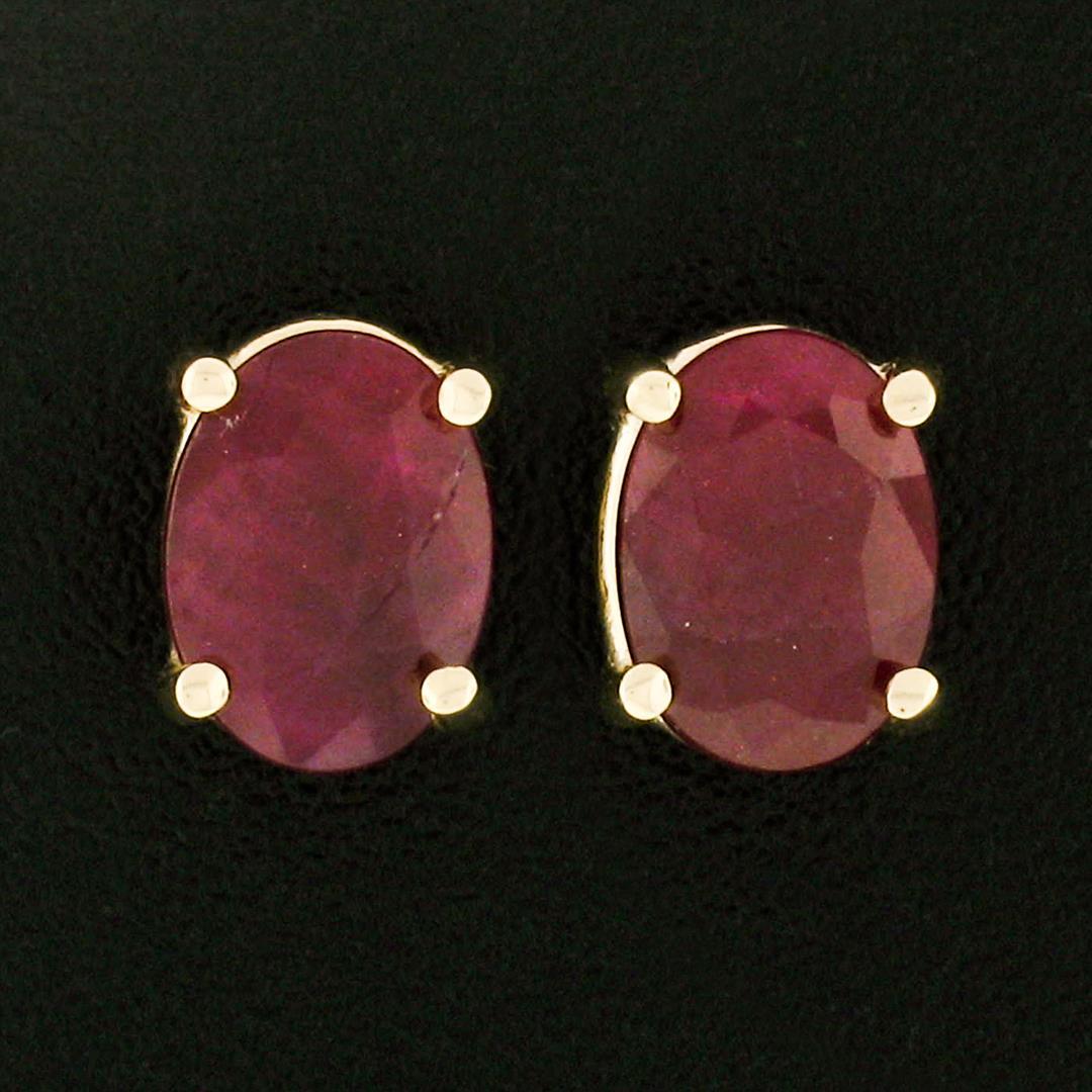 New 14K Yellow Gold 2.0 ctw Prong Set Oval Natural Ruby Open Basket Stud Earring