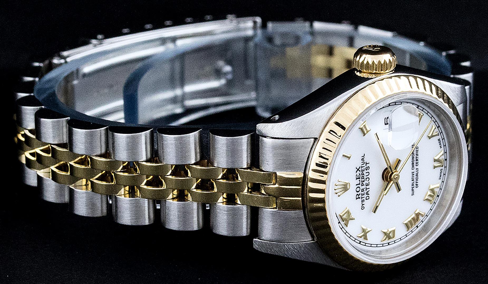 Rolex Ladies 2T Yellow Gold & Stainless Steel White Roman 26MM