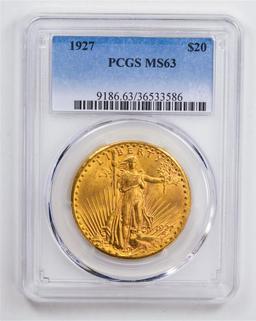 1927 $20 Double Eagle Gold Coin PCGS MS63