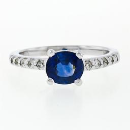 NEW 14K White Gold 1.30 ctw GIA Oval Sapphire Solitaire & Diamond Engagement Rin