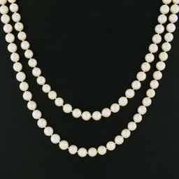 Classic 30" Long 8-8.5mm Round Cultured Pearl Single Strand Slip On Necklace