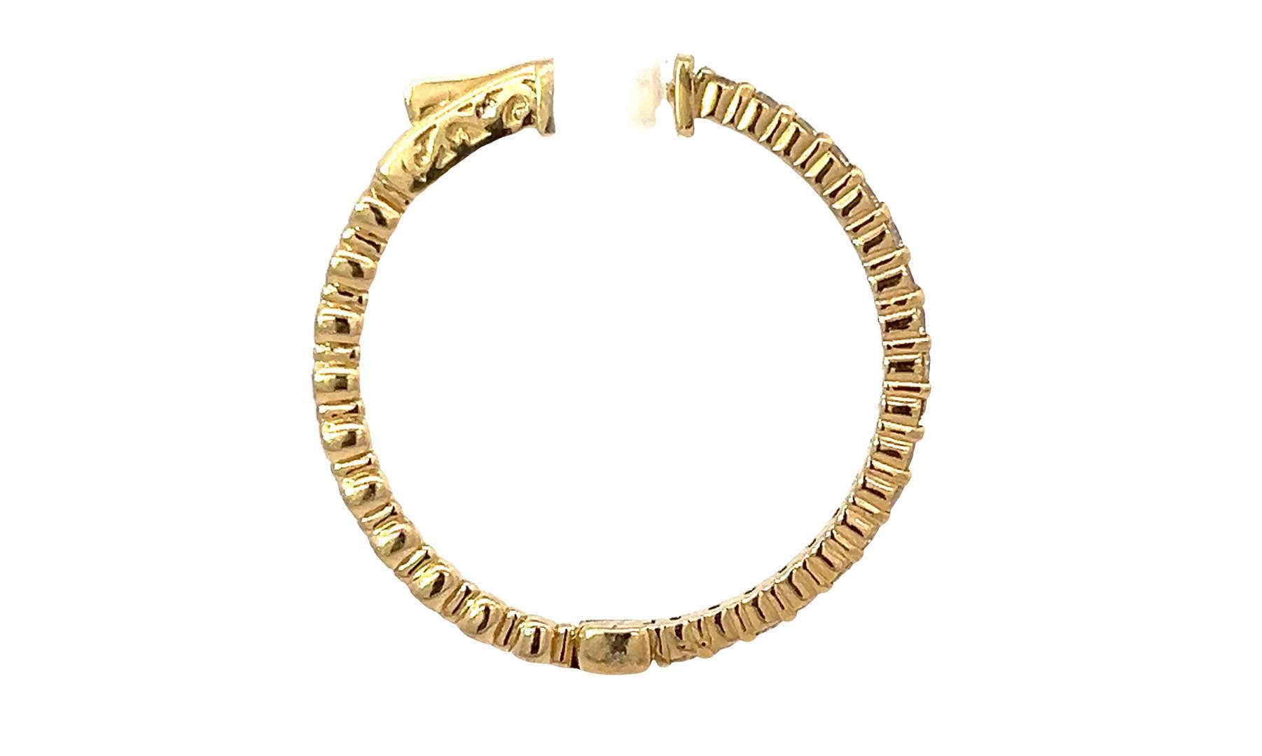 1.60 ctw Diamond Hoop Earrings - 14KT Yellow Gold