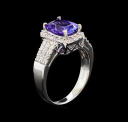 14KT White Gold 2.08 ctw Tanzanite and Diamond Ring