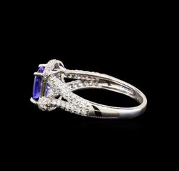 14KT White Gold 1.44 ctw Tanzanite and Diamond Ring