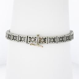 Antique Art Deco 14k White Gold 0.80 ctw European Diamond Filigree Line Bracelet