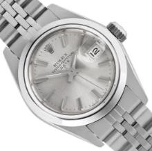 Rolex Ladies Stainless Steel Quickset Silver Index Dial Smooth Bezel Jubilee Ban