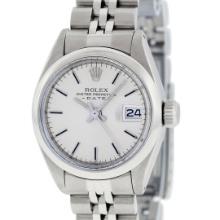 Rolex Ladies Stainless Steel Silver Index 26MM Fluted Wristwatch