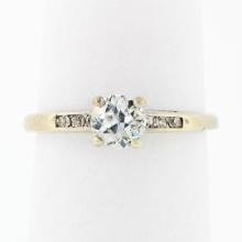 Antique Art Deco 18k White Gold 0.55 ctw European Diamond Solitaire & Accent Rin