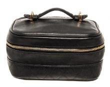 Chanel Black Lambskin Vintage Vanity Case