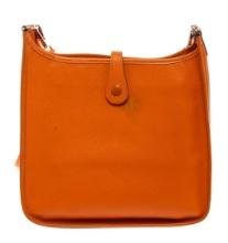 Hermes Orange Epsom Leather Evelyne GM Hobo Bag