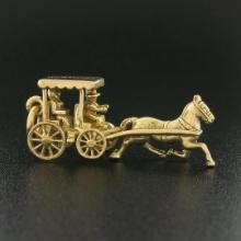 Vintage British 9K Gold Bermuda Horse Drawn Carriage Ride Buggy Charm Pendant