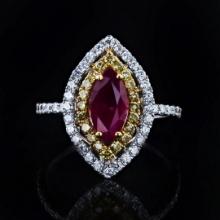 1.15 ctw Ruby and 0.22 ctw Diamond 18K White and Yellow Gold Ring