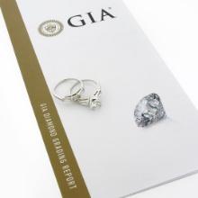 Vintage 14k Gold GIA Round Diamond Baguette 2.94 ctw Engagement Wedding Ring Set