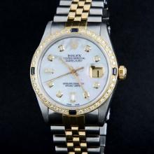 Rolex Mens Two Tone And Stainless Steel White Diamond And Sapphire Datejust Wris