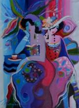 MAIMON ** WOMEN AT LEISURE ** ORIGINAL ACRYLIC