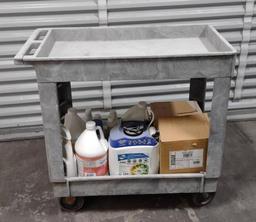 Utility Cart With Cleaning Supplies