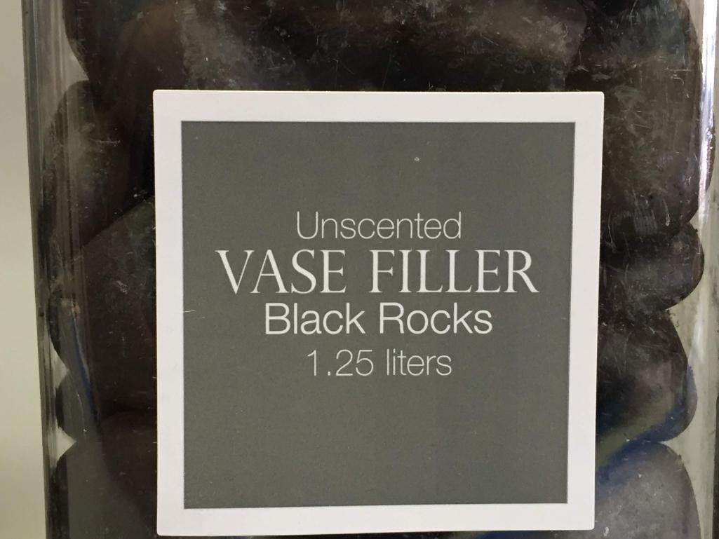 3 NEW Lloyd & Hannah Unscented Vase Filler Black Rocks 1.25 Liter Bottles