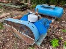 Quincy V Twin 25hp air compressor w/ horizontal air receiver tank.