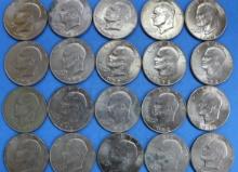 Lot of 20 Eisenhower "Ike" $1 One Dollar Coins 1972