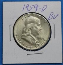 1959-D Franklin Half Silver Dollar Coin