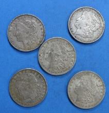 Lot of 5 1921 Silver Morgan Dollars
