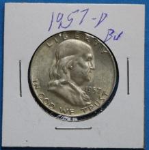 1957-D Franklin Silver Half Dollar Coin