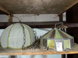 antique deco, lights, and stained glass leaded hanging light