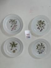 J W K Flowered Dessert/Salad/Bread Plates Set of Four Made in Germany