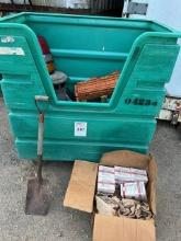 plastic roll around cart with contents