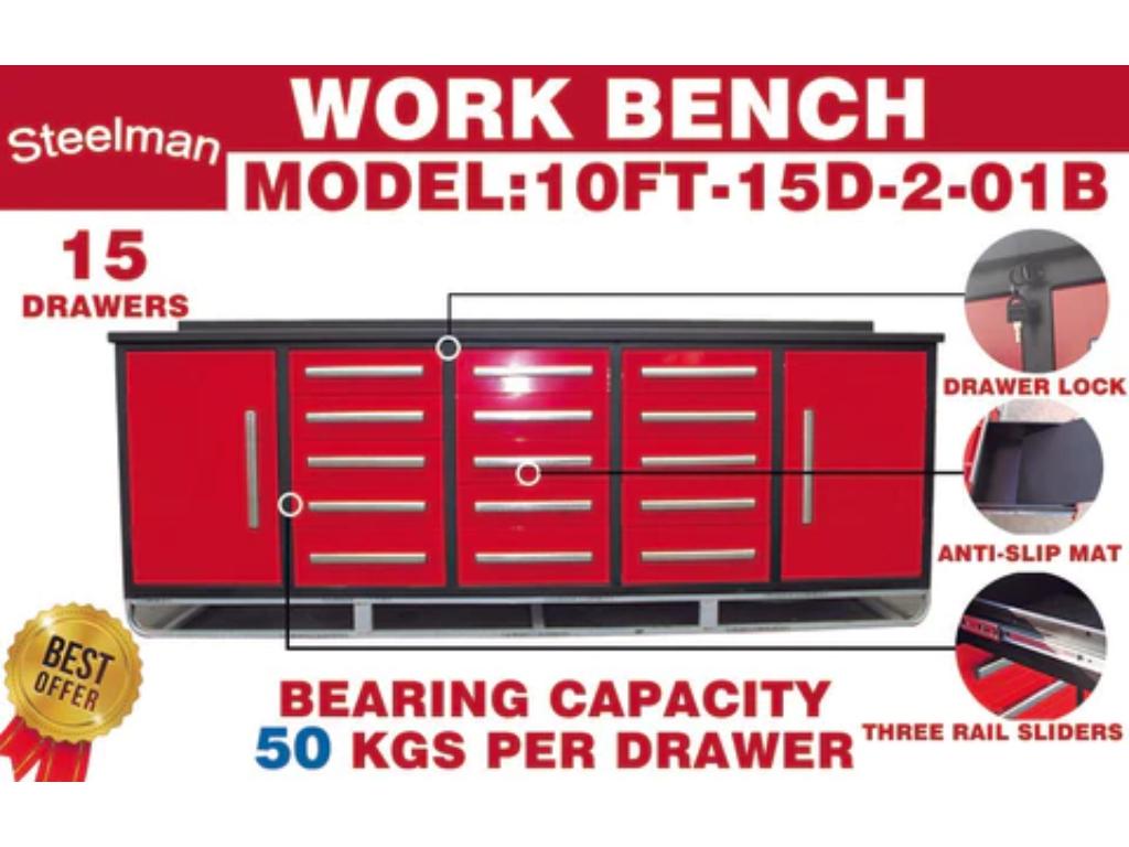 Steelman 10' 15 Drawer Toolbox / Workbench