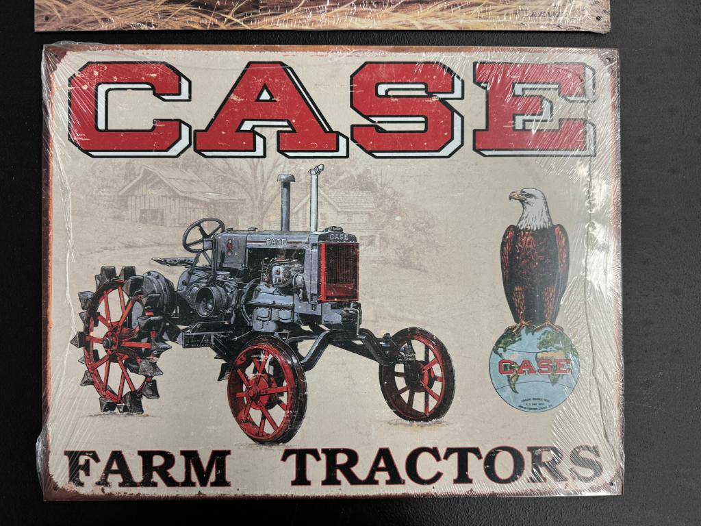 "2 Retro Vintage Signs" Remington UMC & Case Farm Tractors