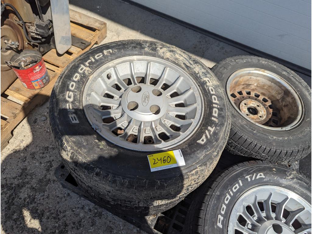 4 Fox Body Mustang GT Wheels & Tires, 1 Tire Shredded