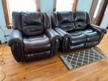 2-PC LIVING ROOM SET: RECLINER & 64" LOVE SEAT