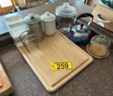 MISC. LOT OF BAKEWARE & FOOD STORAGE CONTAINERS IN 4-DRAWERS & 2-CABINETS