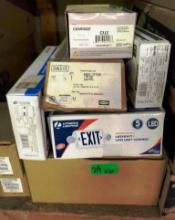 LOT OF 6 SECURITY LIGHTS & EXIT SIGNS