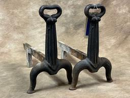 Pair of Antique Iron Fire Dogs from Garner House in Hickory