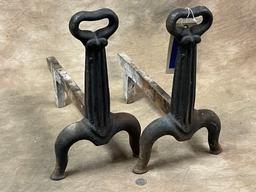 Pair of Antique Iron Fire Dogs from Garner House in Hickory