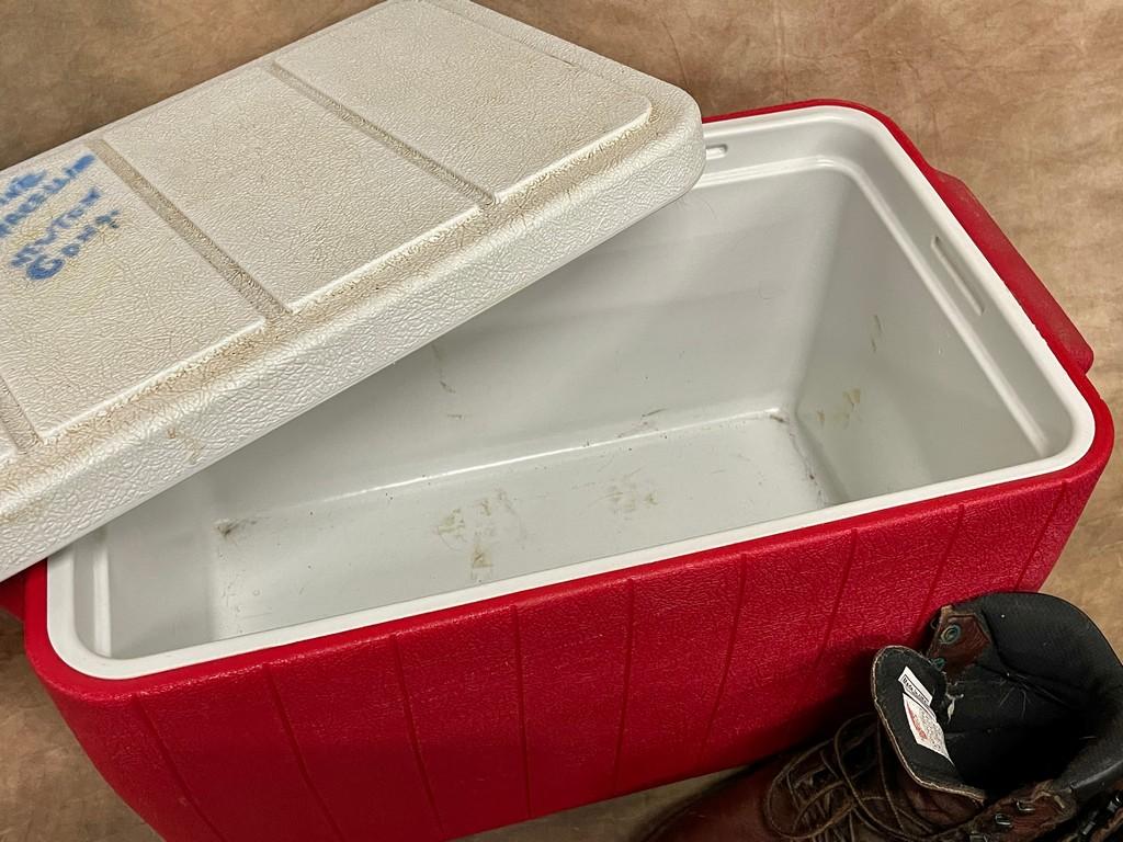 Coleman Poly-Lite 34 Cooler Two Pair of Red Wing Boots