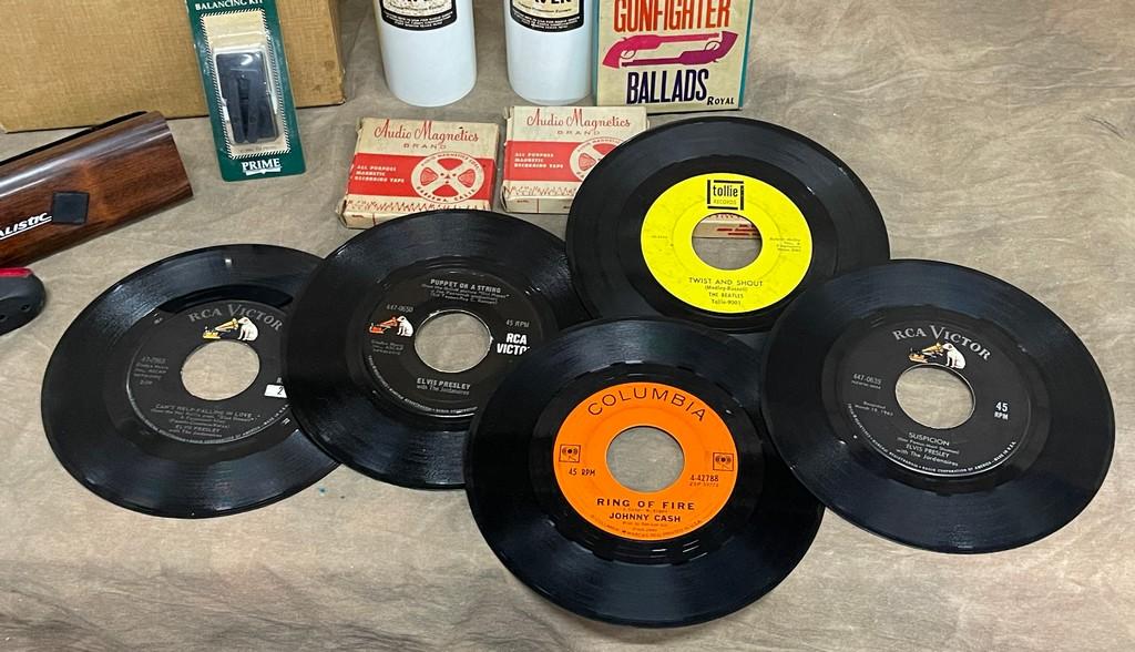 Lot of Assorted 45's and Recording Tapes