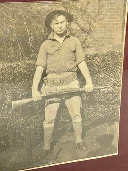 Framed Vintage Photo Of Hunter With Gun