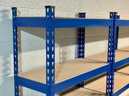 3 Blue Metal & Wood Shelving Units