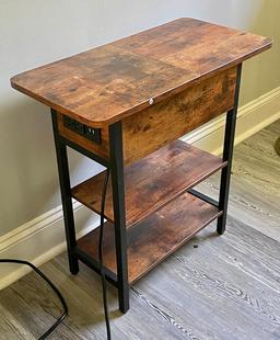 Walnut Side Table With Charging Ports