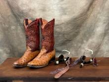 Mexican Skin Exotic Boots And Set Of Spurs