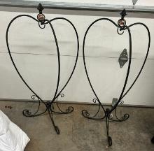 2 Black Metal Folding Plant Holders