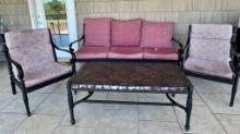 Four-Piece Outdoor Metal Patio Set with Cushions