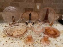 Assorted Pink Depression Glass